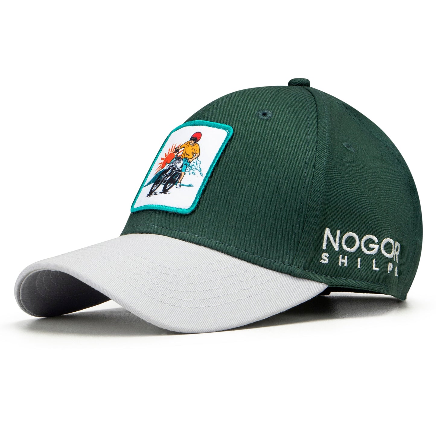 NOGORSHILPO GREEN GREY BIKER CAP