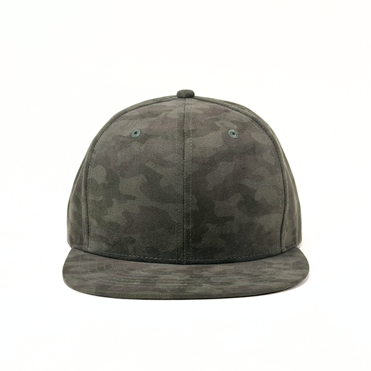 Camouflage-patterned cap on a white background