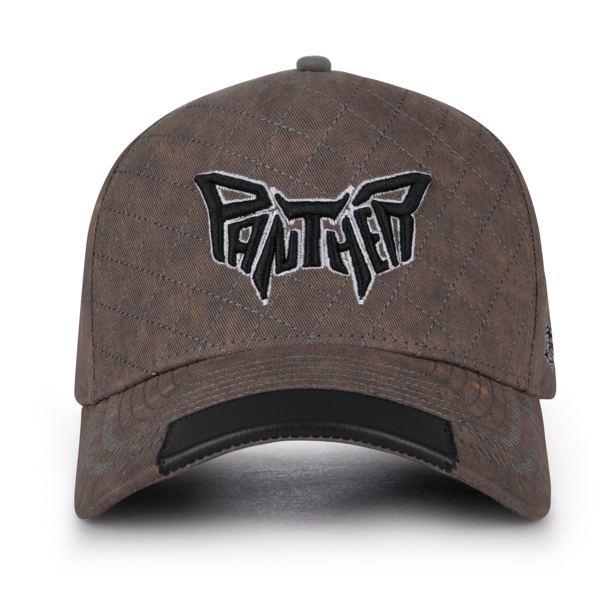 Gray cap with 'PANTHER' logo on a white background