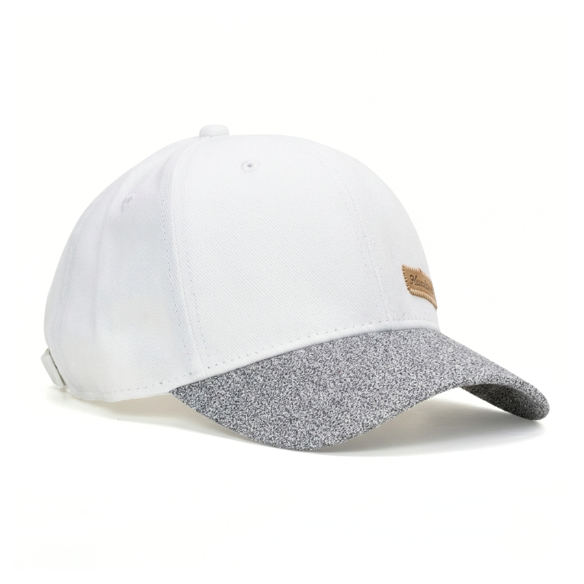 White cap with gray visor on a white background