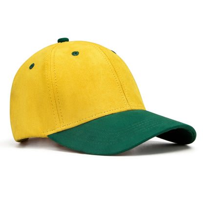 Yellow and green baseball cap on a white background