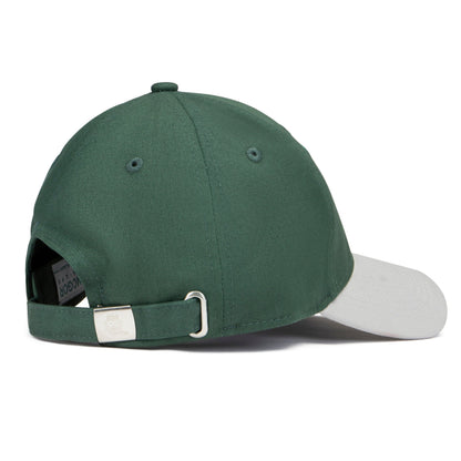 Green and white cap on a white background