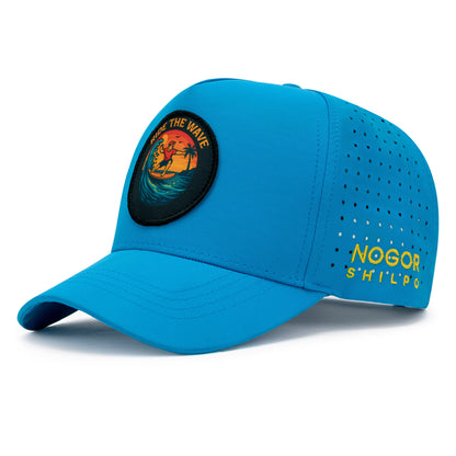 Blue cap with a patch and 'Nogor Shilpu' branding on a white background