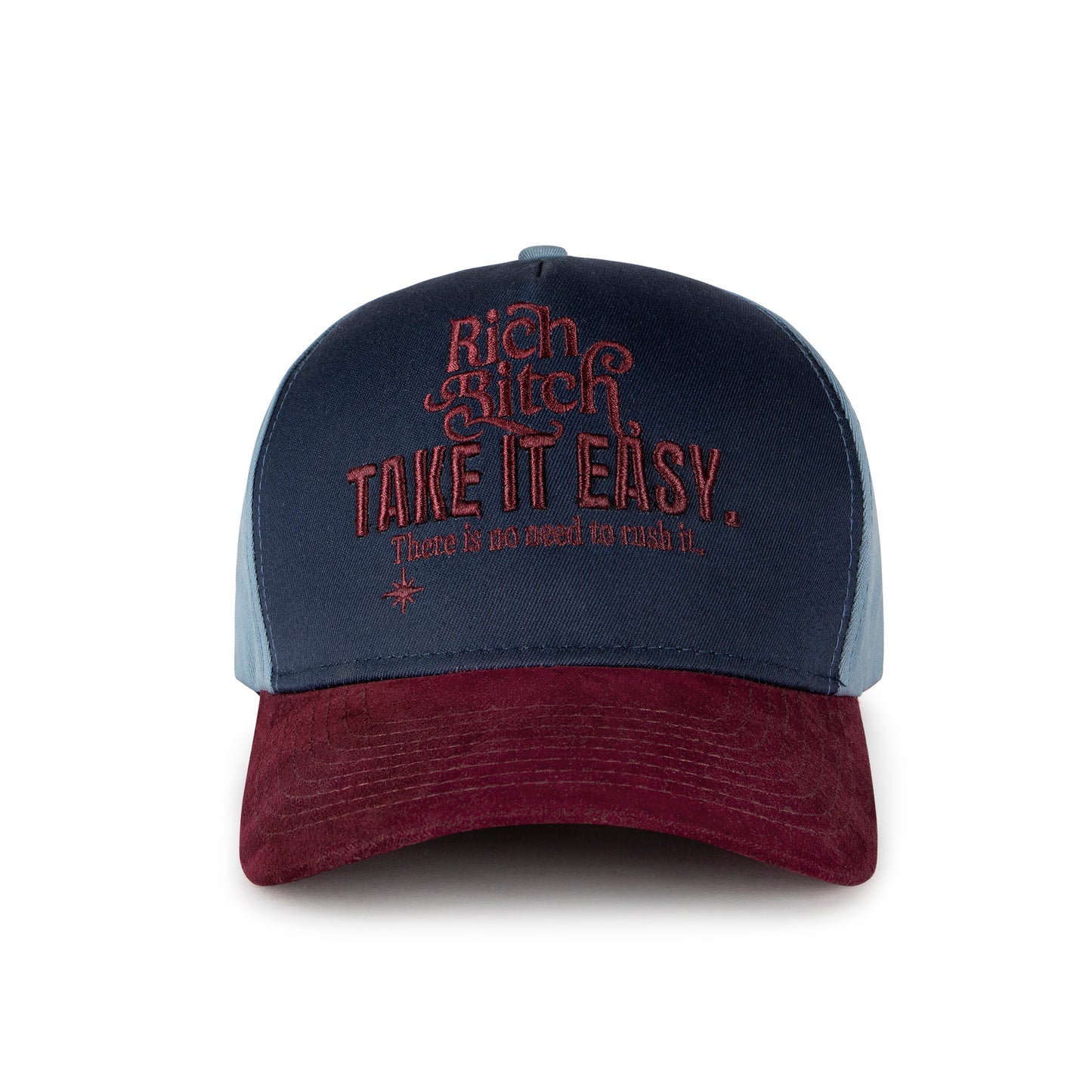 NAVY & MAROON  WITH SUEDE BRIM & "TAKE IT EASY"