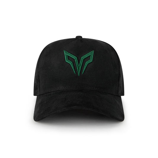 NOGORSHILPO STEALTH BLACK SUEDE HAT | GREEN LOGO