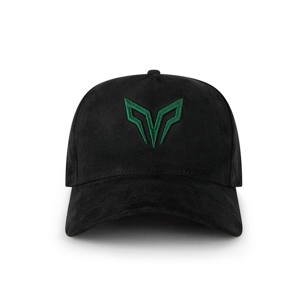 NOGORSHILPO STEALTH BLACK SUEDE HAT | GREEN LOGO