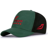 Wanted Forest Green Suede Cap – Red “Wanted” Embroidery Streetwear Hat