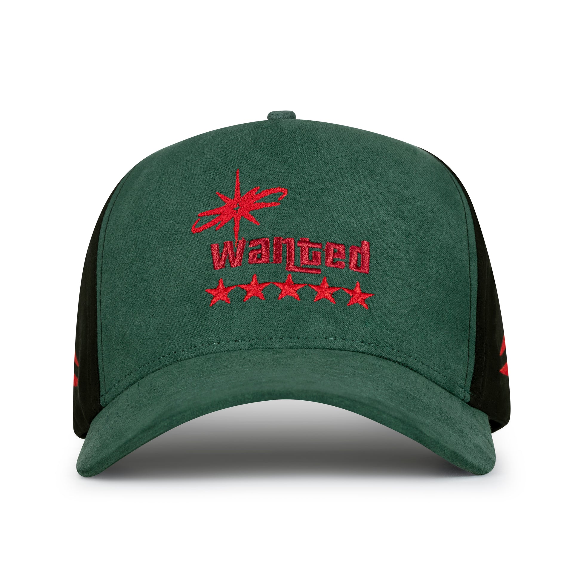 Green cap with red 'Wanted' text and star design on a white background