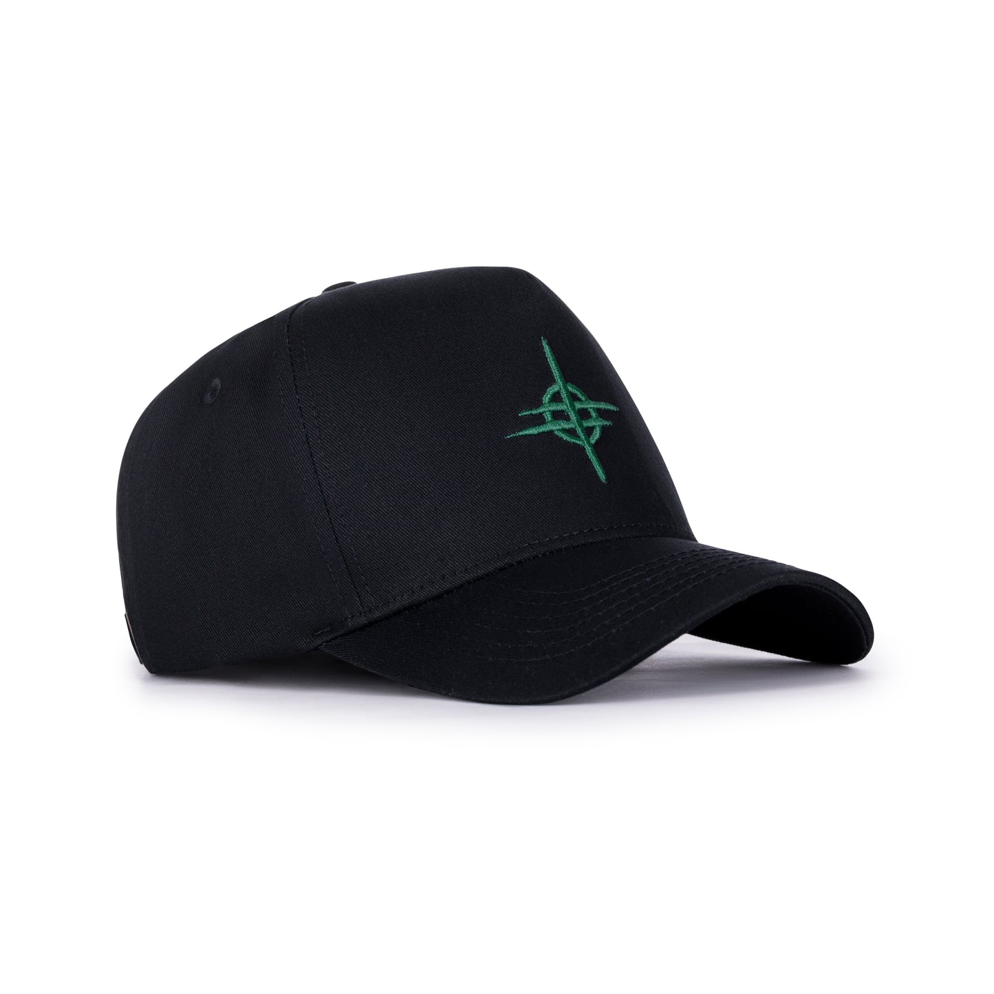 Black Baseball Hat with Green Accent - Minimalist Design