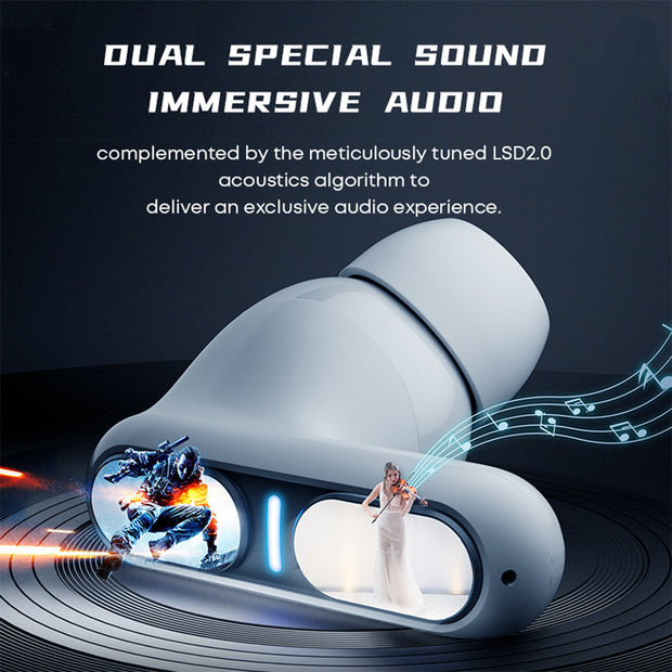 Langsdom AeroWave X1 – Futuristic TWS Earbuds with LED Charging Case & Smart Touch Control NogorShilpo