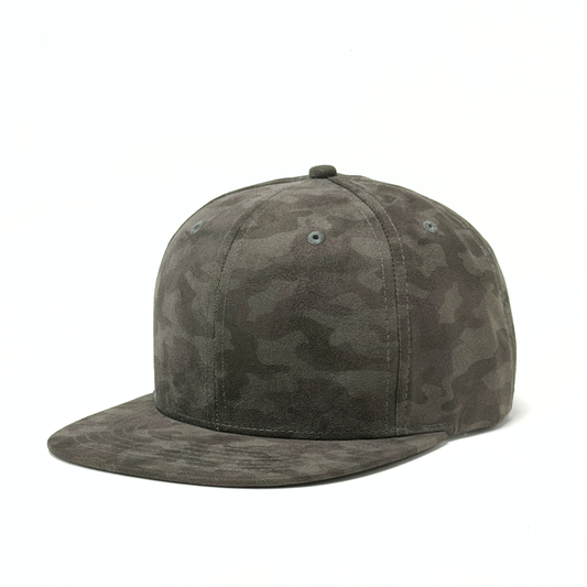 Camouflage-patterned cap on a white background
