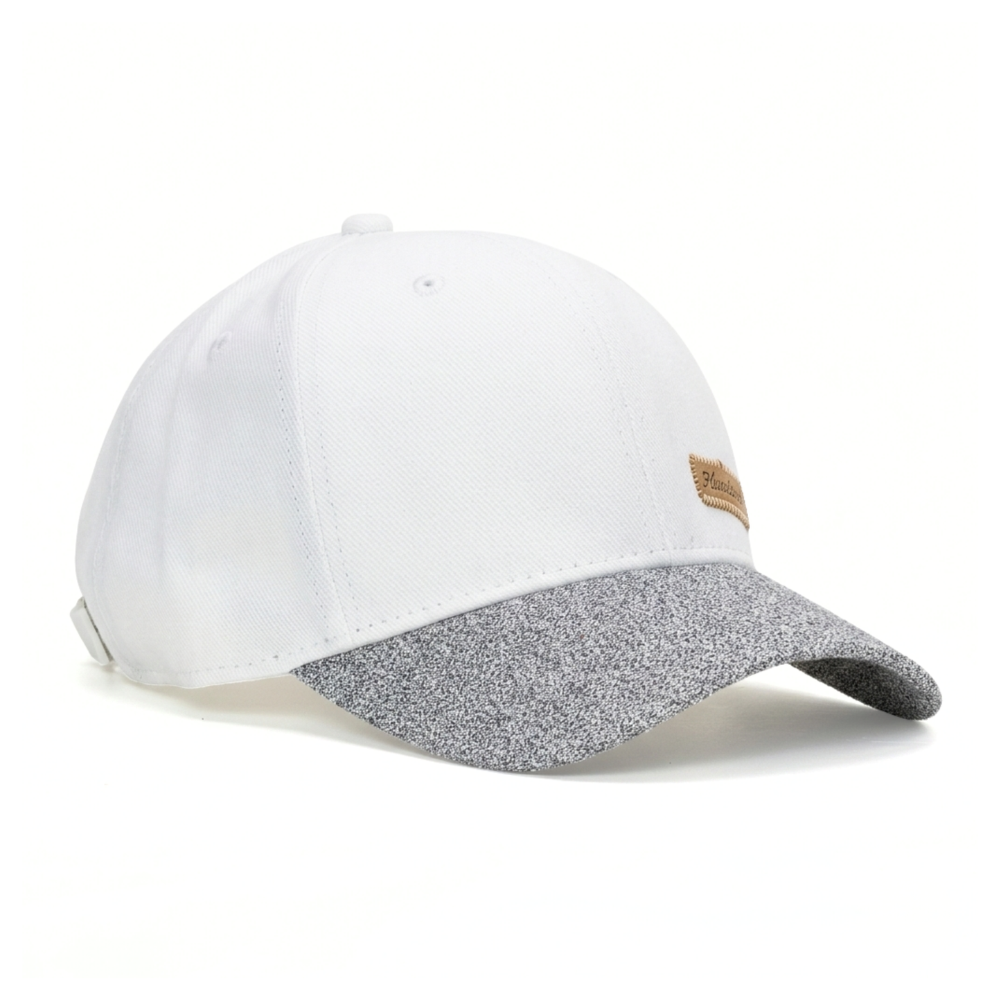 White cap with gray visor on a white background