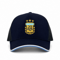 Argentina Fan Series Trucker Cap | Embroidered Crest | Navy Blue Mesh Back Snapback