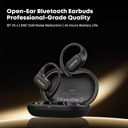 Langsdom Open-Ear Bluetooth 5.3 Earbuds – TWS Wireless Earhook Headphones with Mic, Sports Workout Earphones with Charging Case NogorShilpo