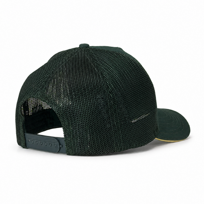 Black cap with a brand logo on a white background