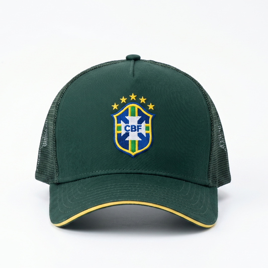 Green cap with a logo on a white background