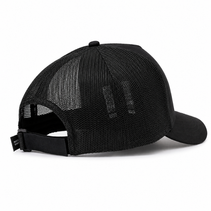 Black mesh cap on a white background